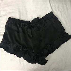 Victoria’s Secret satin black ruffled shorts